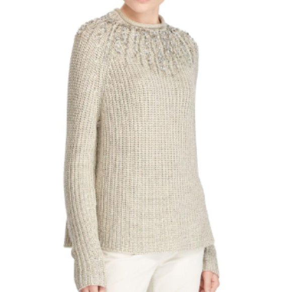Lauren Womens Beaded Metallic Rollneck Sweater - Picture 1 of 5